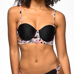 Strappy Molded Black Bikini Top